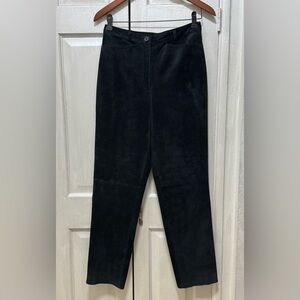 Revue Women Size 8 Black Suede Straight Leg High Rise Pants Lined